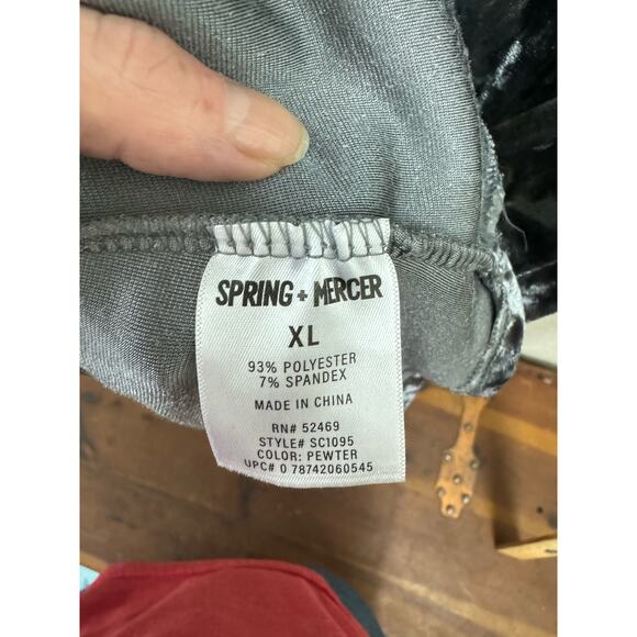 Spring + Mercer Size XL Velvet Legging Tee Hi-Low Tunic Gray Silver Short Sleeve - Picture 2 of 7